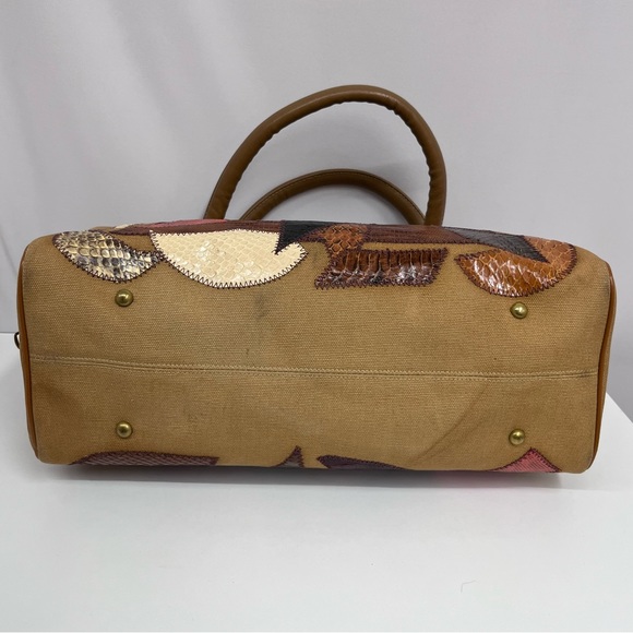 Vintage Caprice Leather Snakeskin Canvas Doctors Bag Brown Earth Tones‎ - Picture 7 of 13
